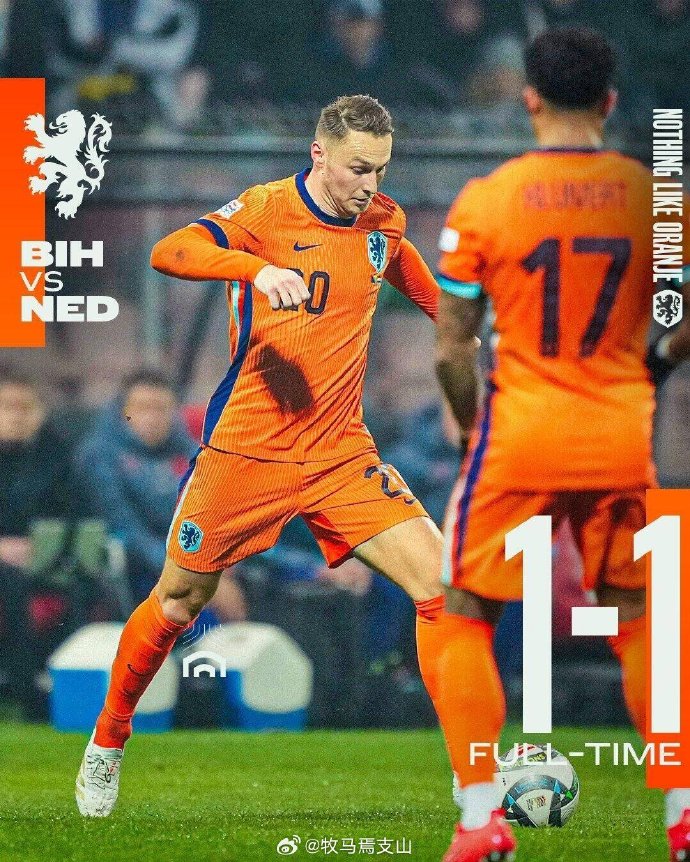 欧预赛关键战：荷兰憾负波黑，出线形势堪忧